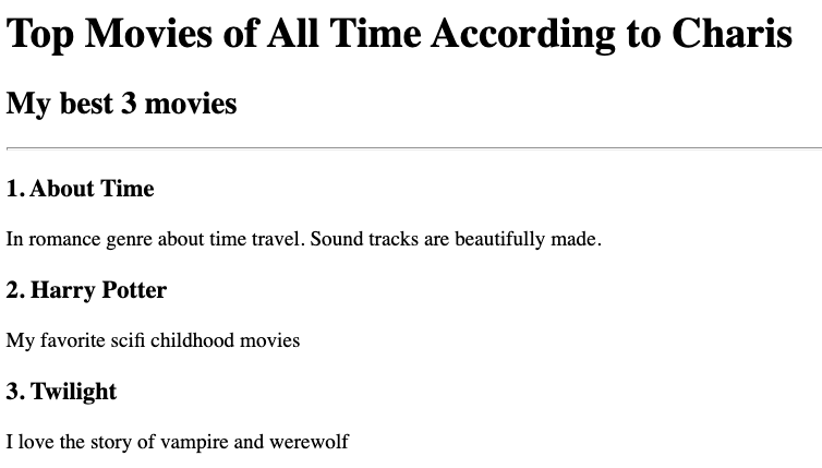 Movie ranking project preview